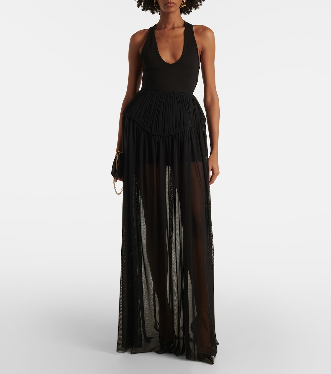 Abito lungo in jersey e chiffon | David Koma
