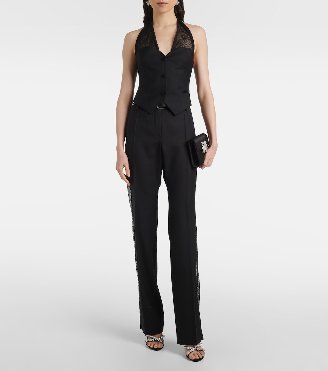 Pantaloni regular in lana con pizzo | Nina Ricci