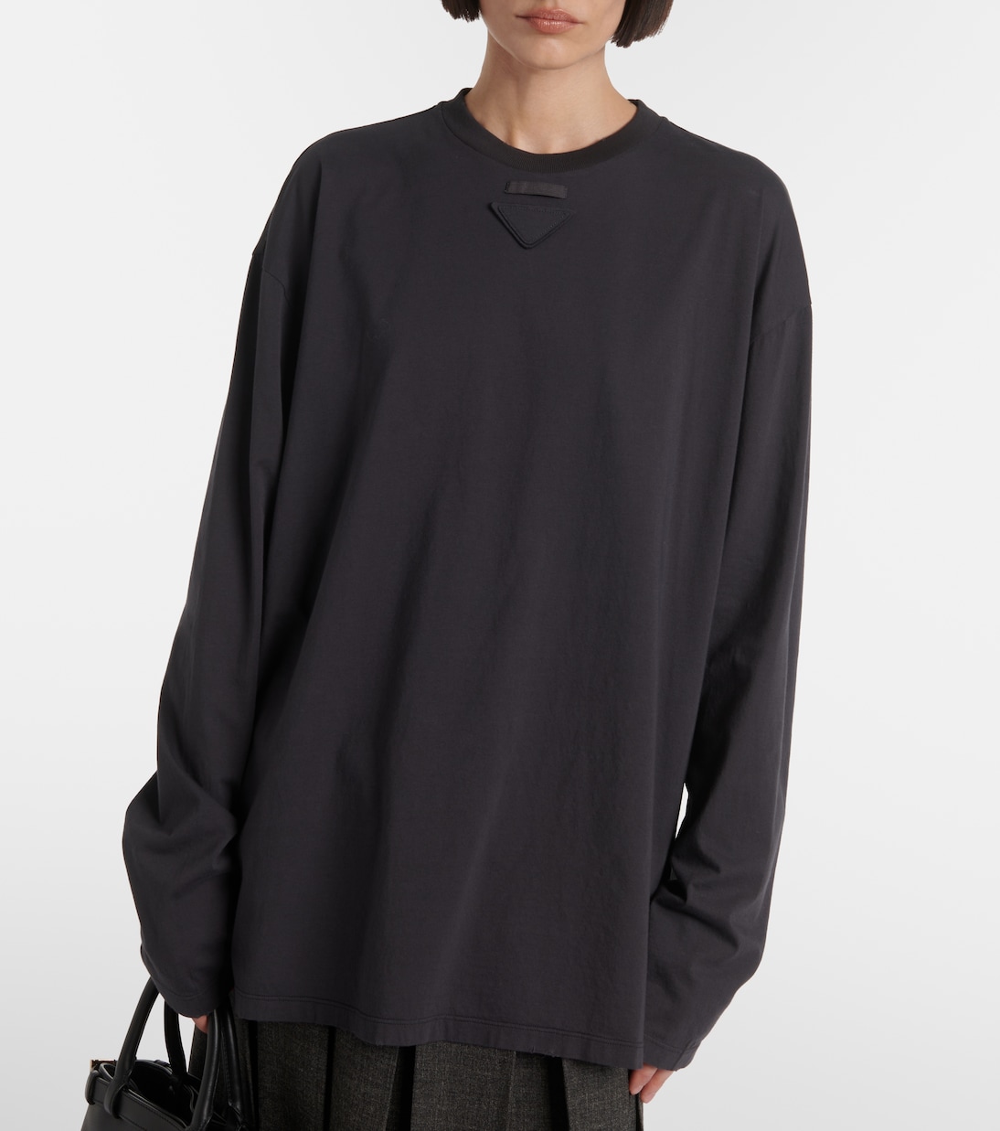 Camiseta oversized de algodón con logo | Prada