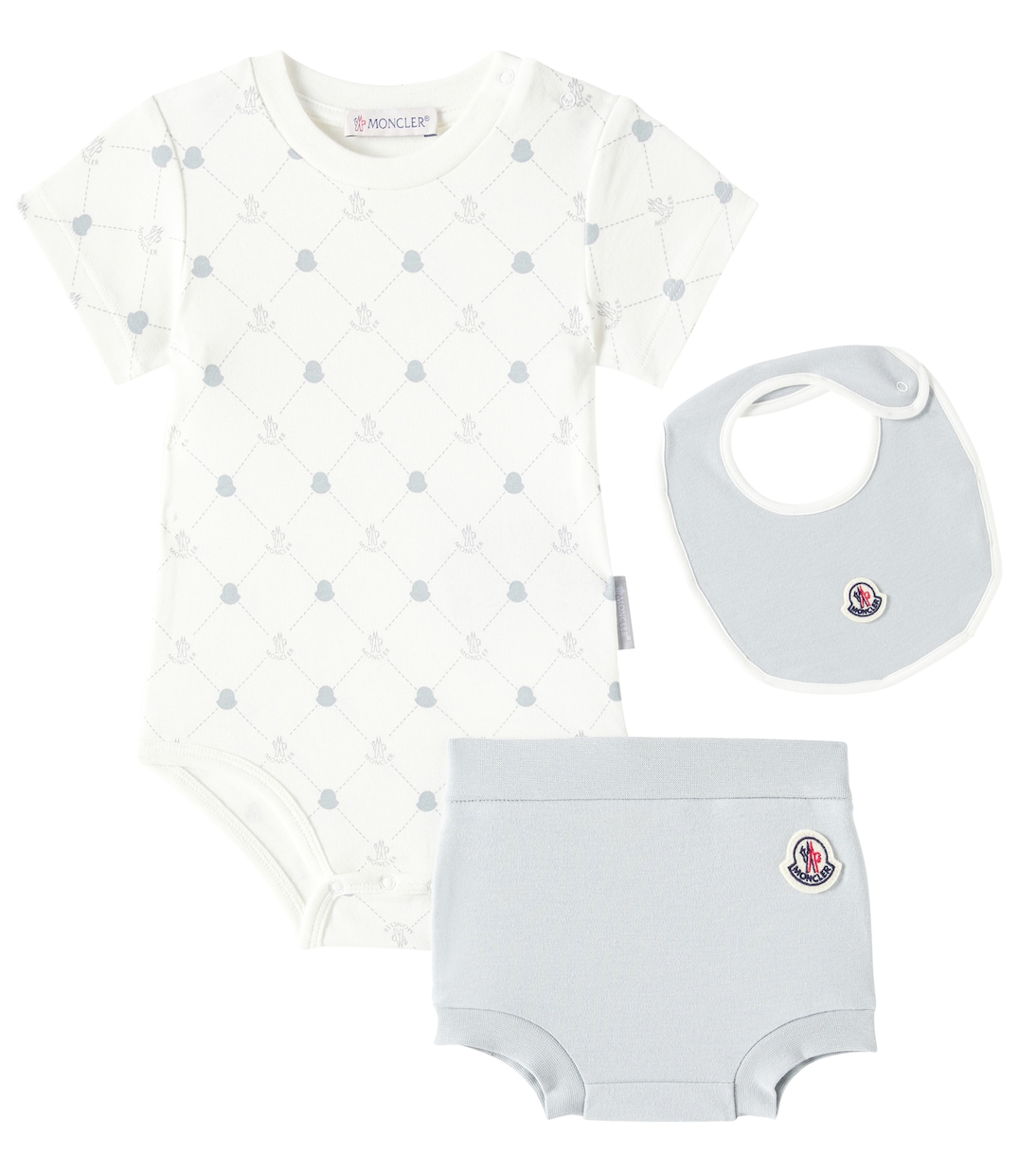 Bébé - Set de grenouillère, culotte bloomer et bavoir en coton mélangé | Moncler Enfant