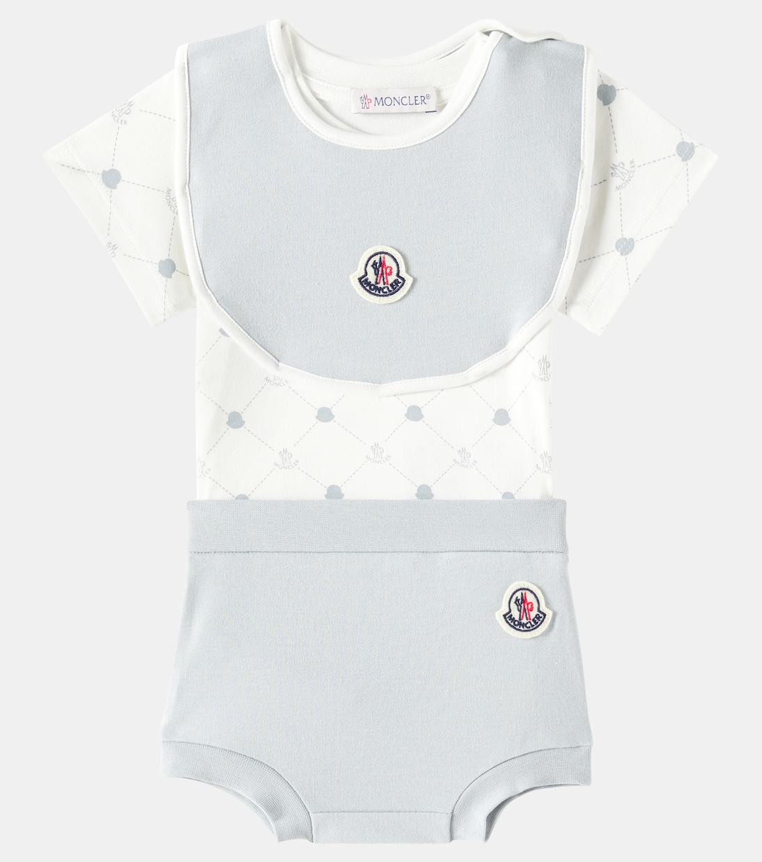 Bébé - Set de grenouillère, culotte bloomer et bavoir en coton mélangé | Moncler Enfant
