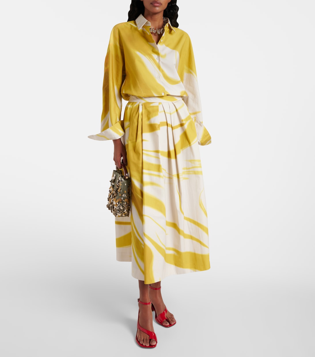Falda midi de algodón estampada | Dries Van Noten