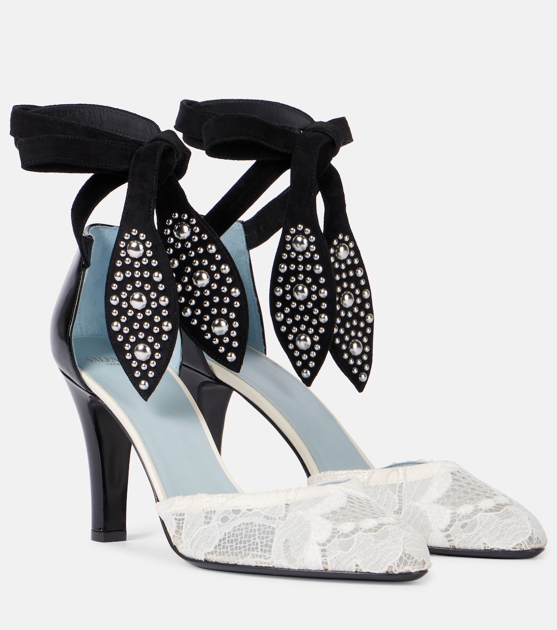 Escarpins Foliefoliage 85 en daim et dentelle | Valentino Garavani