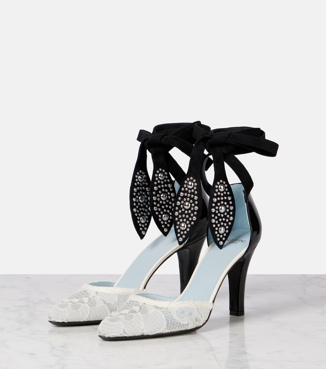 Escarpins Foliefoliage 85 en daim et dentelle | Valentino Garavani