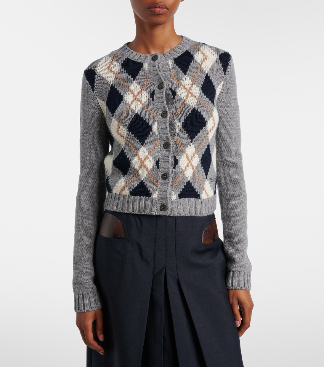 Argyle cashmere cardigan | Prada