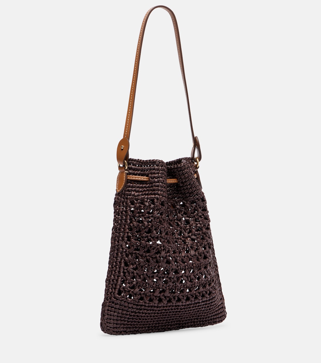 Logo raffia-effect bucket bag | Miu Miu