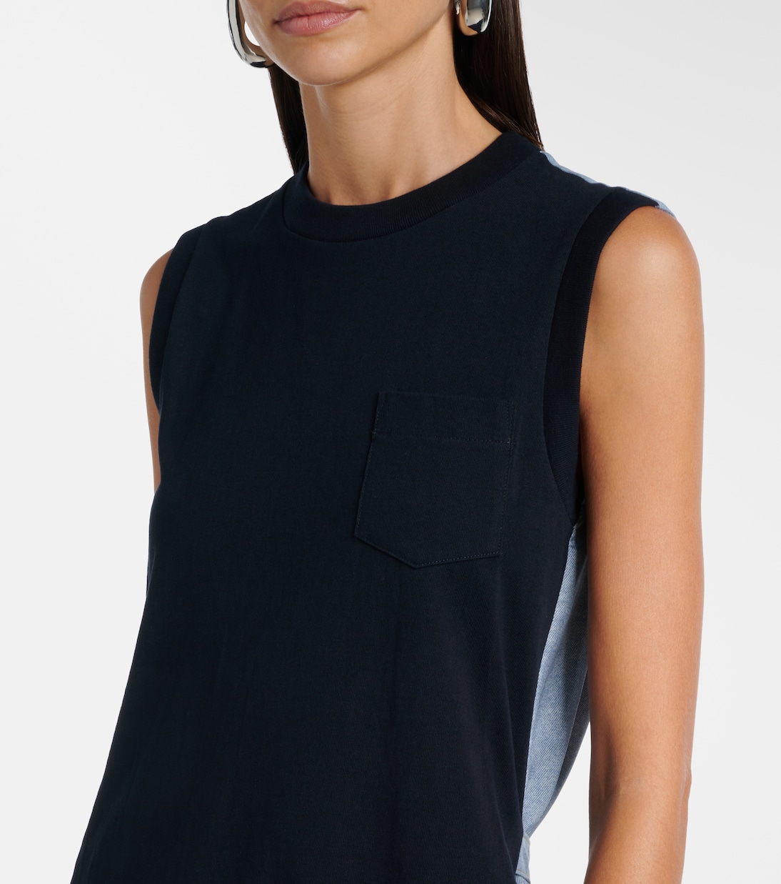 Vestido corto de jersey de algodón | Sacai