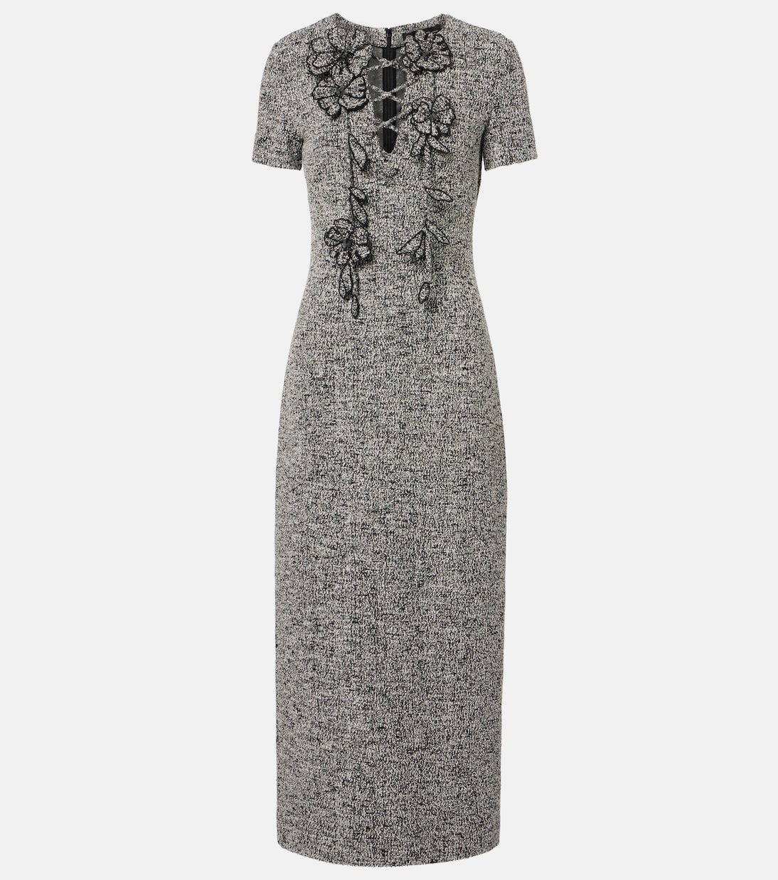 Vestido largo de tweed en mezcla de algodón | Oscar de la Renta