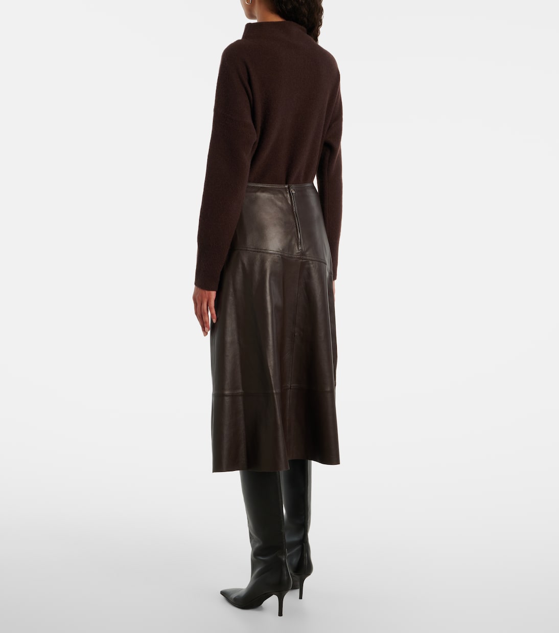 Leather midi skirt | Yves Salomon