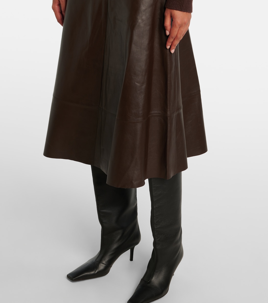 Leather midi skirt | Yves Salomon