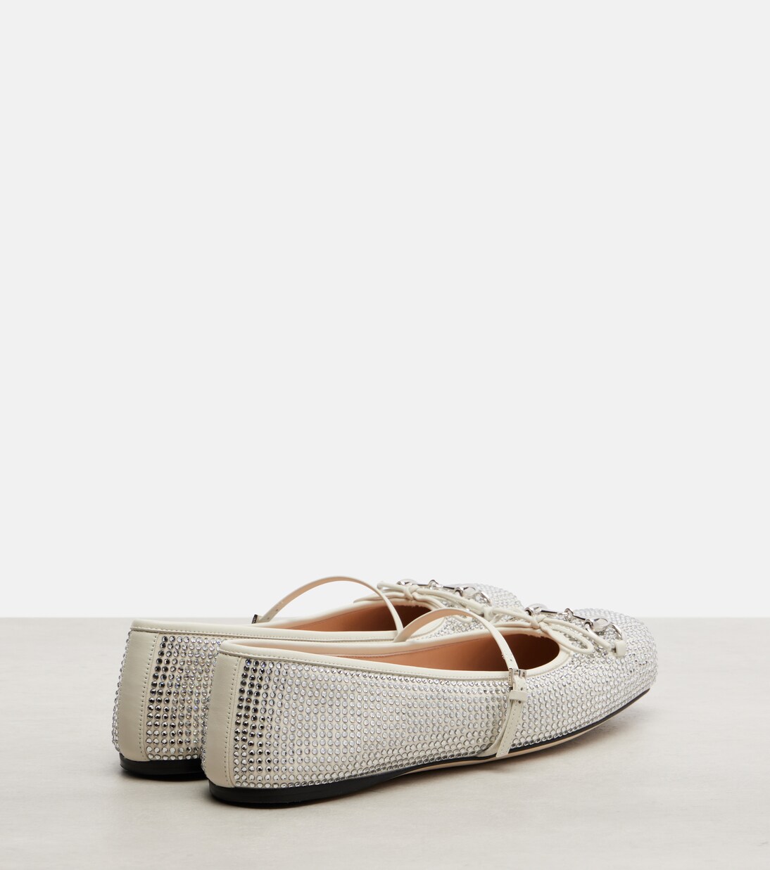Horsebit embellished leather ballet flats | Gucci