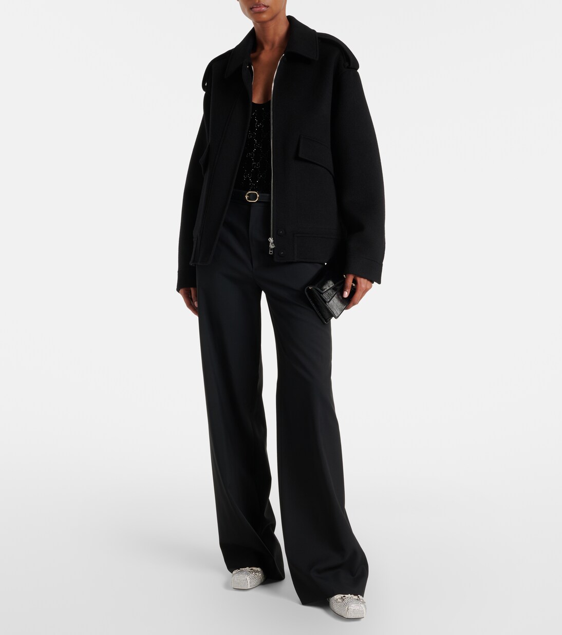 Horsebit embellished leather ballet flats | Gucci