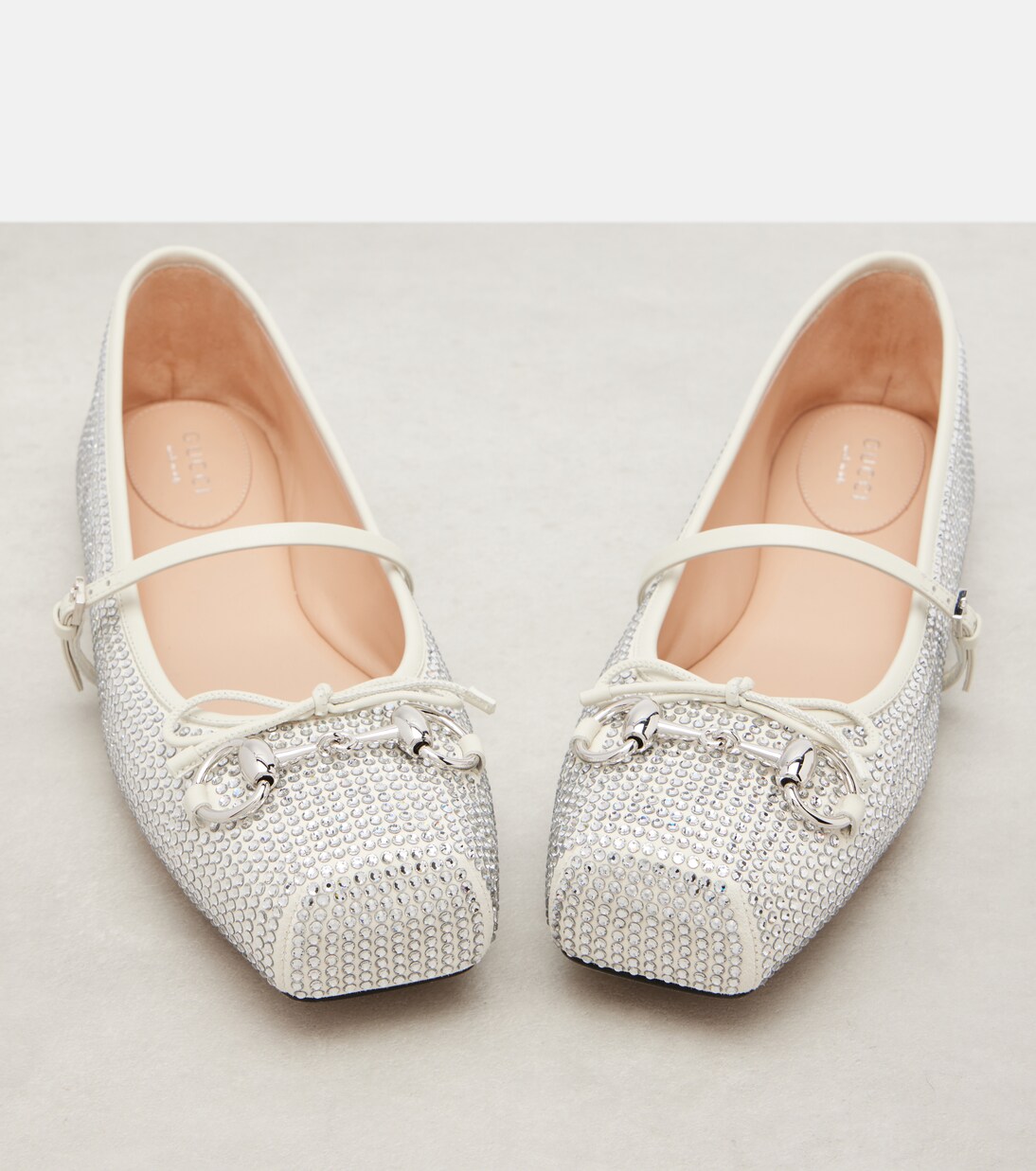 Horsebit embellished leather ballet flats | Gucci