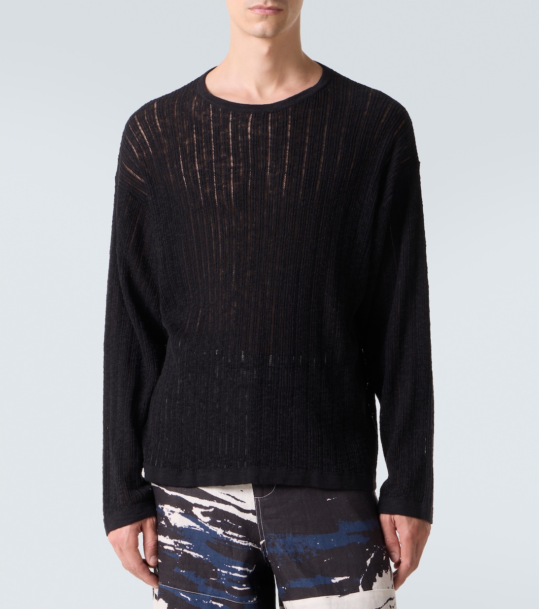 Pointelle cotton and linen sweater | Commas