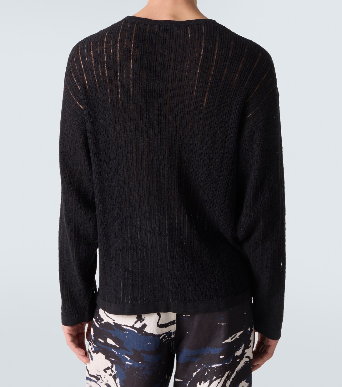 Pointelle cotton and linen sweater | Commas