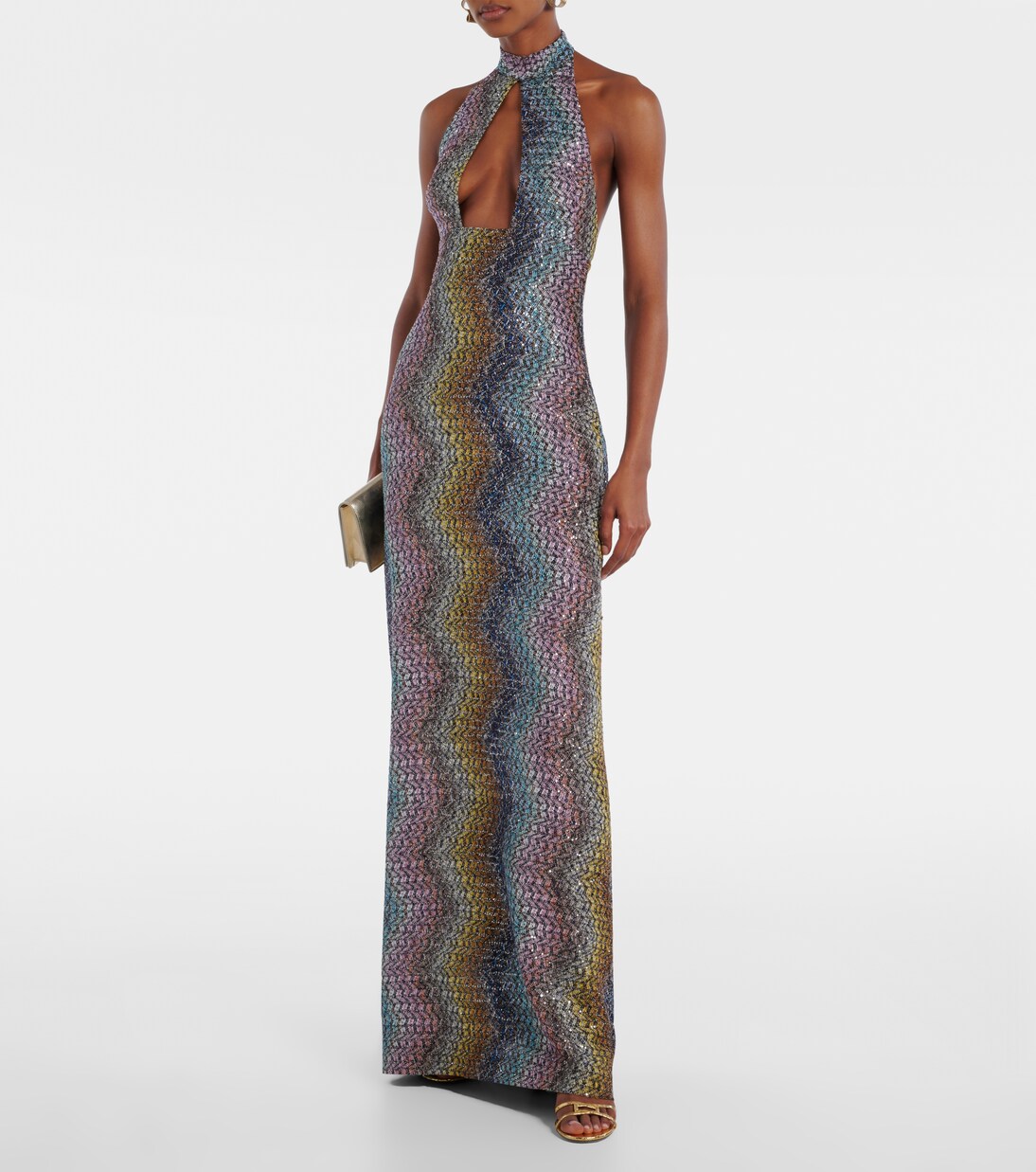 Vestido de fiesta de lamé con aberturas y lentejuelas | Missoni