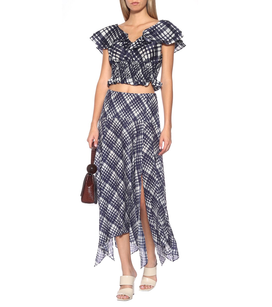 Top Megan a quadri in lino e seta | Rixo
