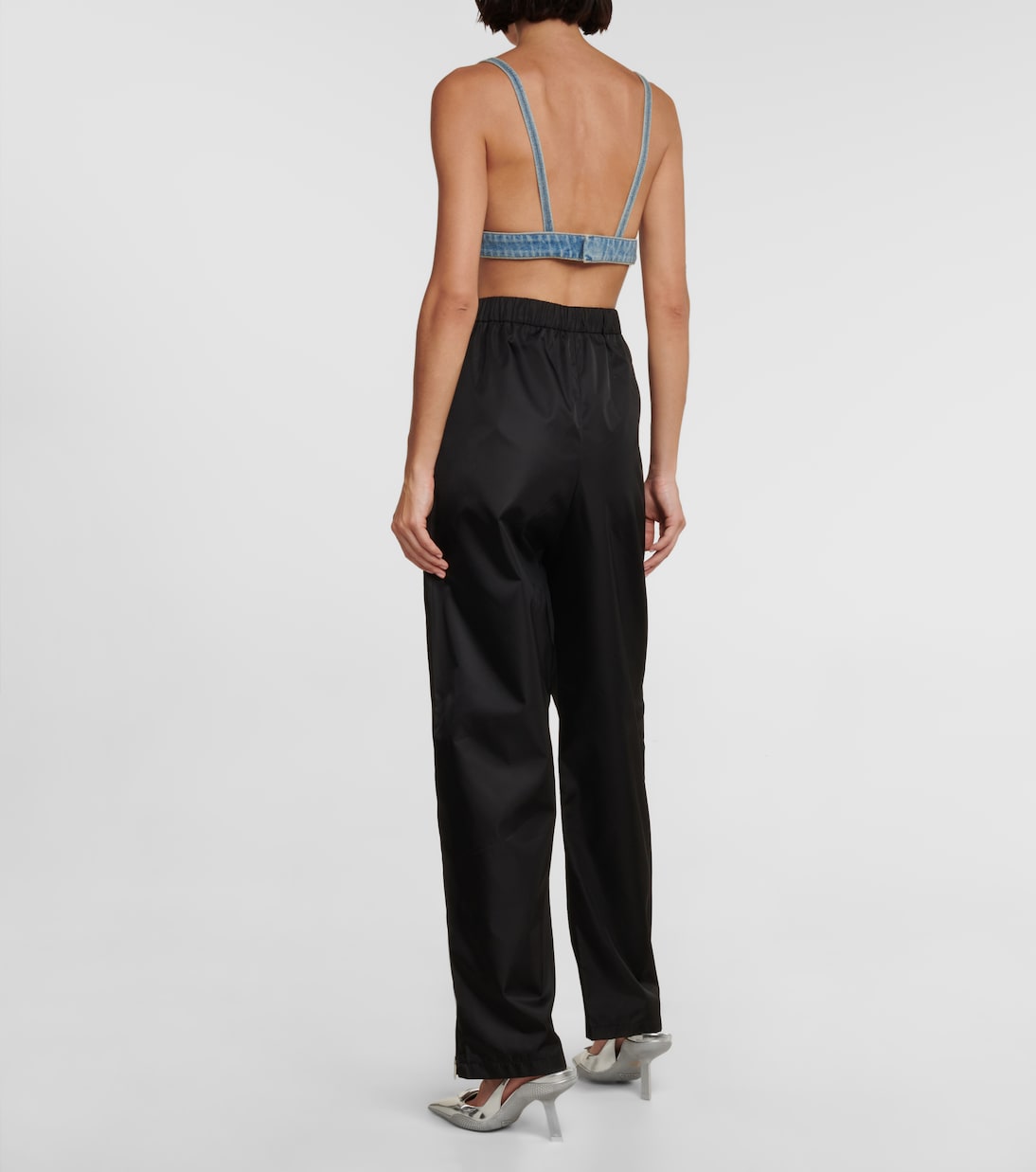 Brassière en jean à logo | Prada