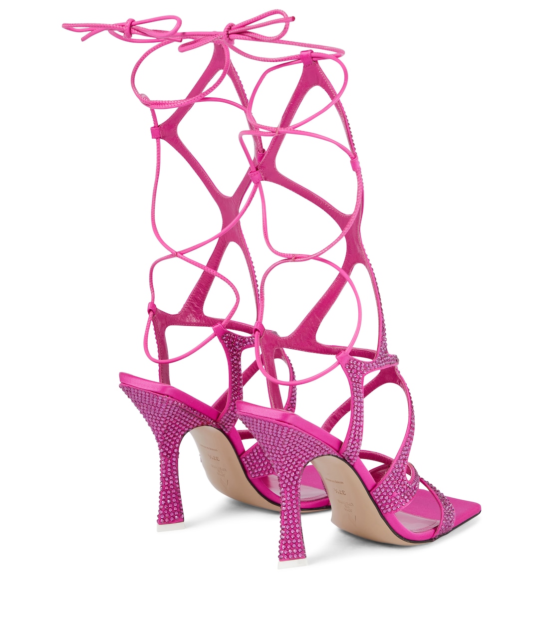 Flora lace-up embellished satin pumps | The Attico
