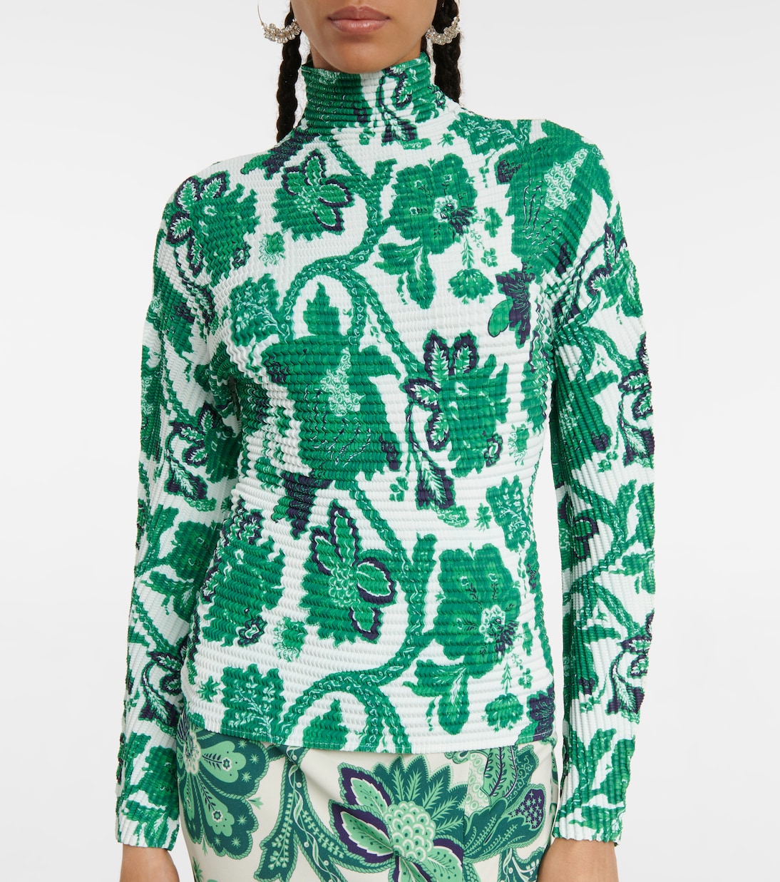 Textured floral turtleneck top | Etro