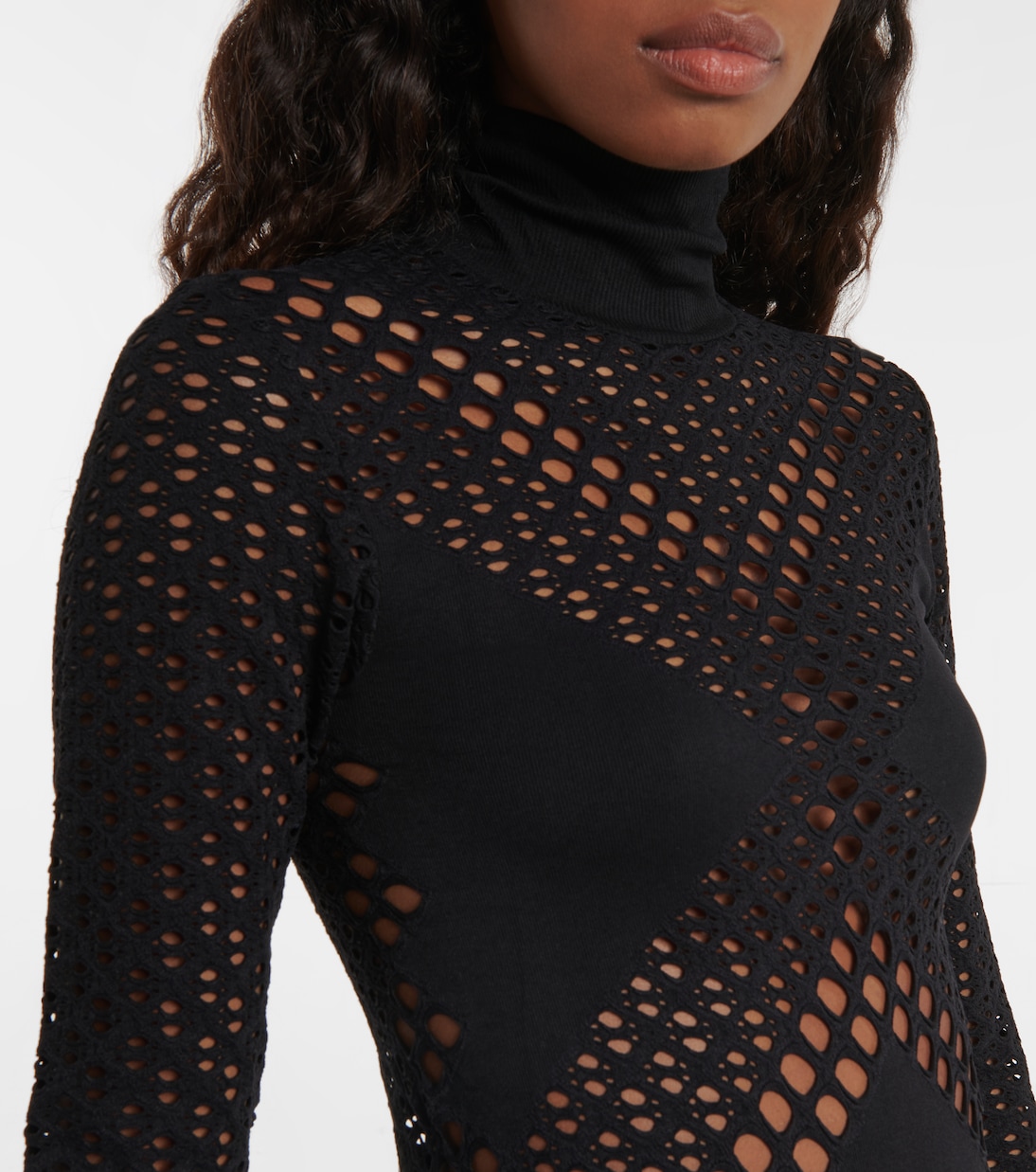 Vestido corto perforado con cuello mock | Dion Lee