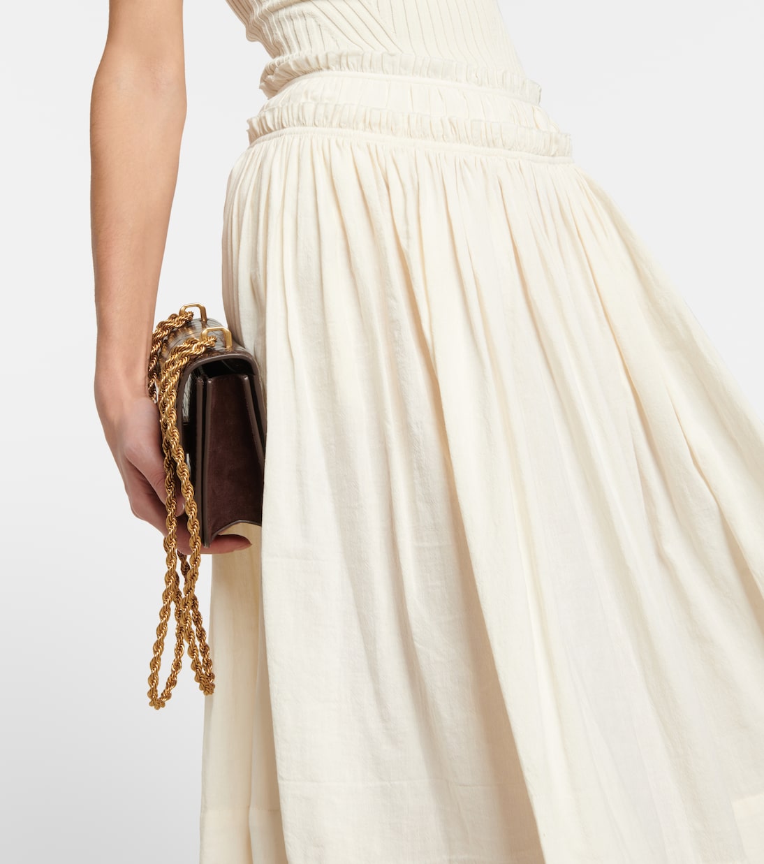 Falda midi de algodón y lino | Tory Burch
