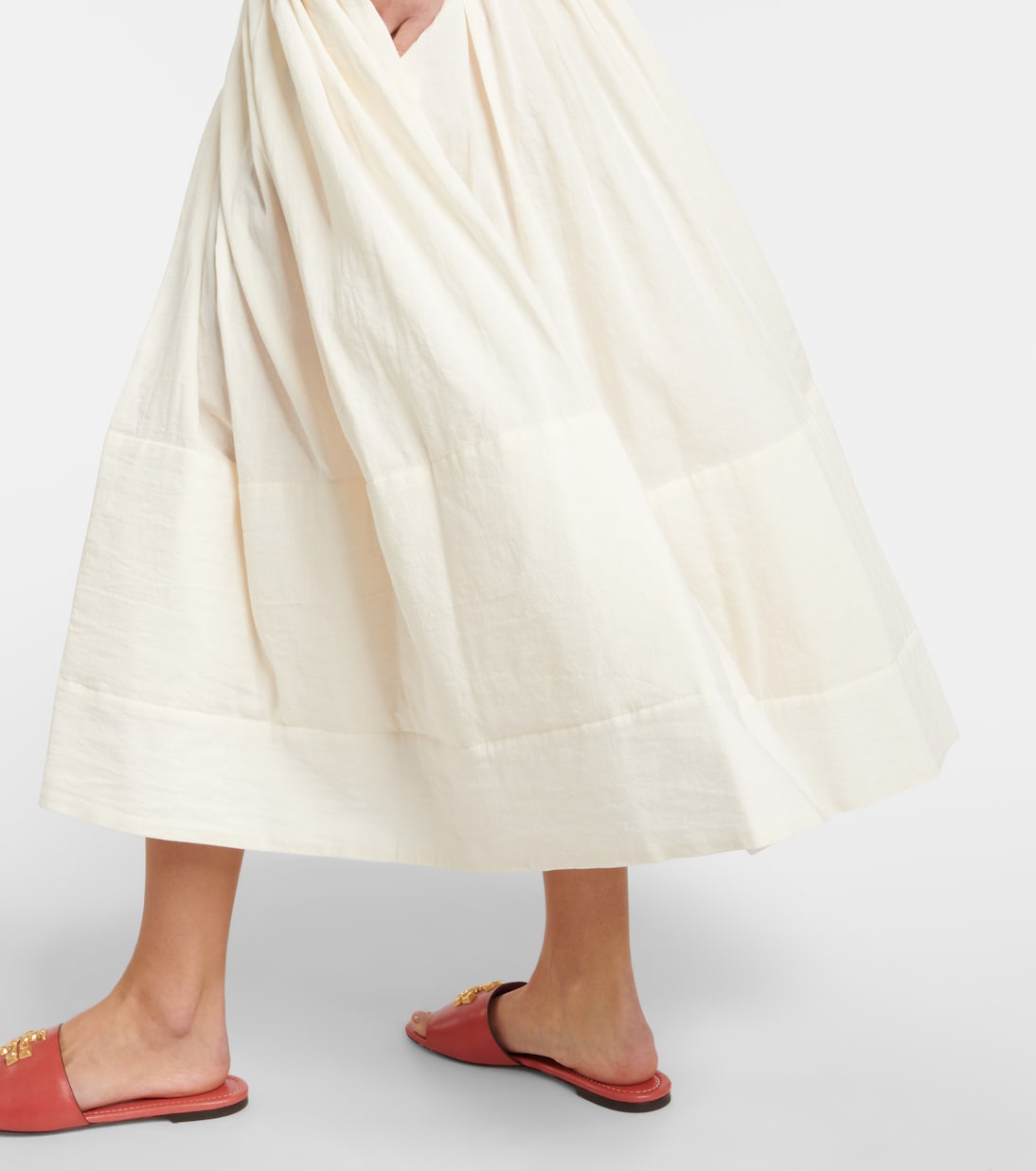 Falda midi de algodón y lino | Tory Burch