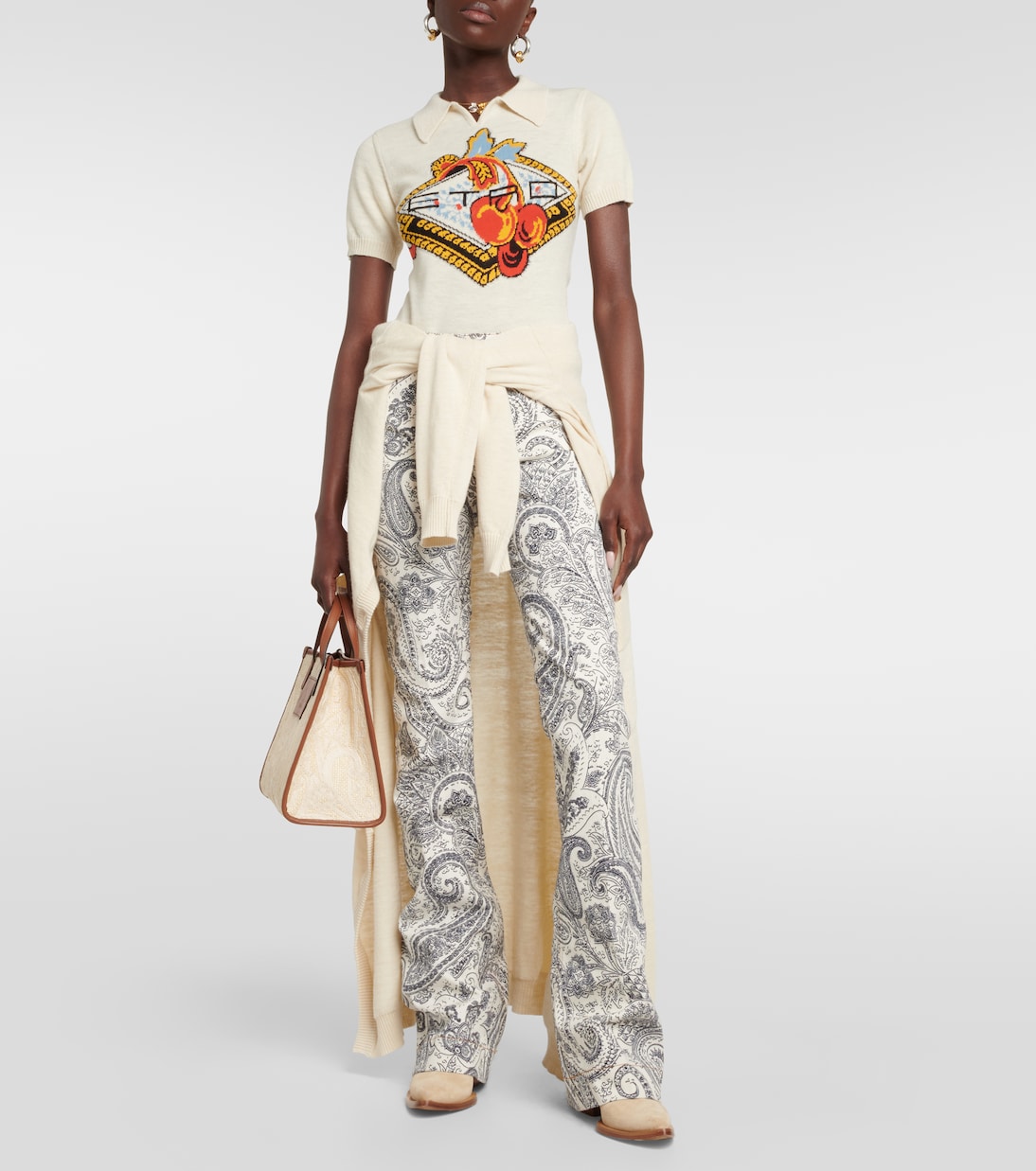 Embroidered wool and linen bodysuit | Etro