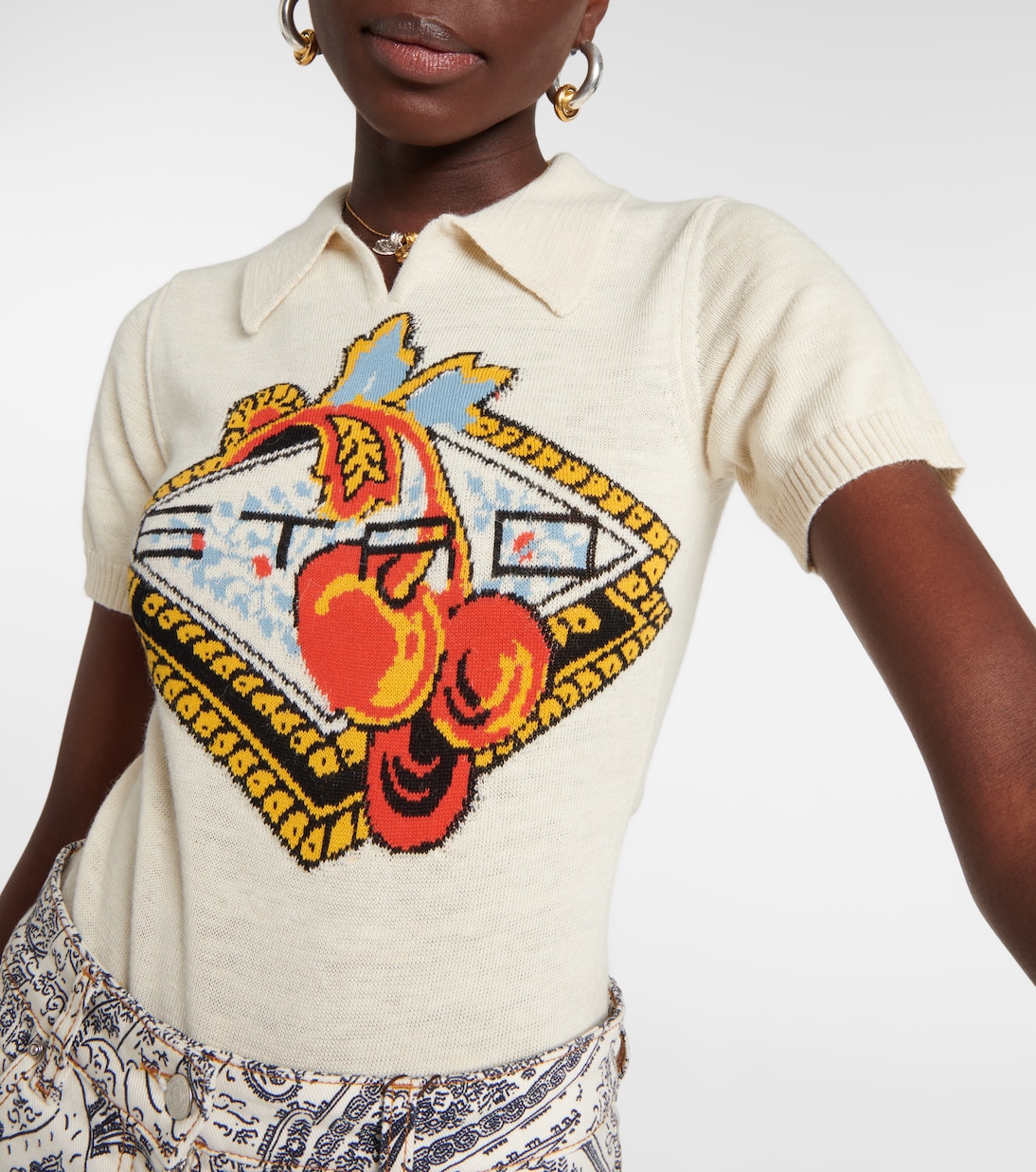 Embroidered wool and linen bodysuit | Etro