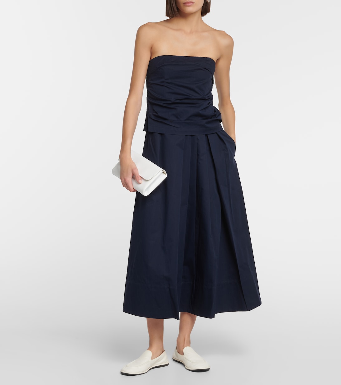 Strapless cotton and silk midi dress | CO