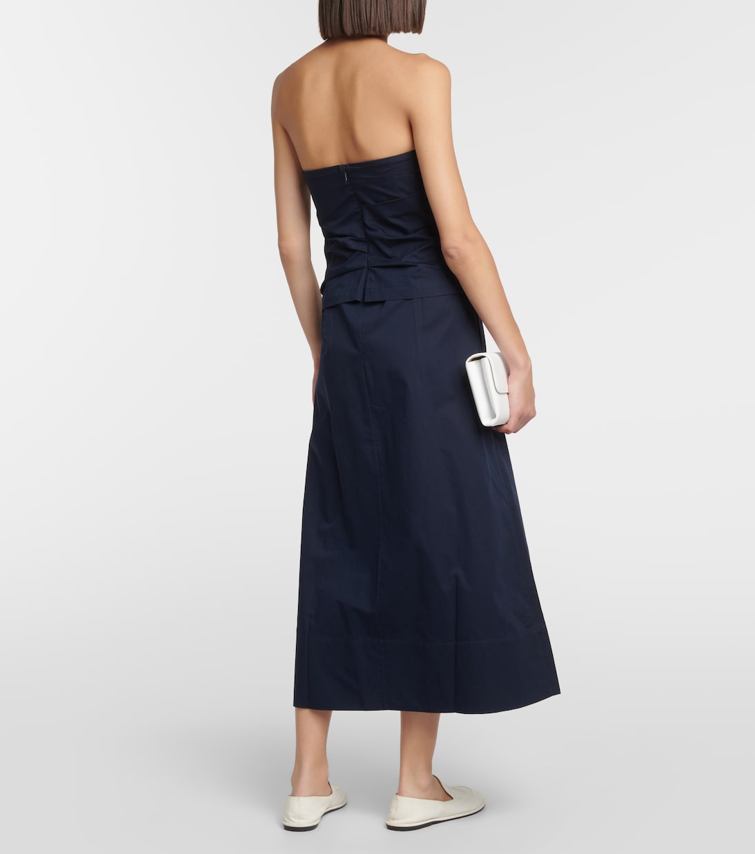 Strapless cotton and silk midi dress | CO