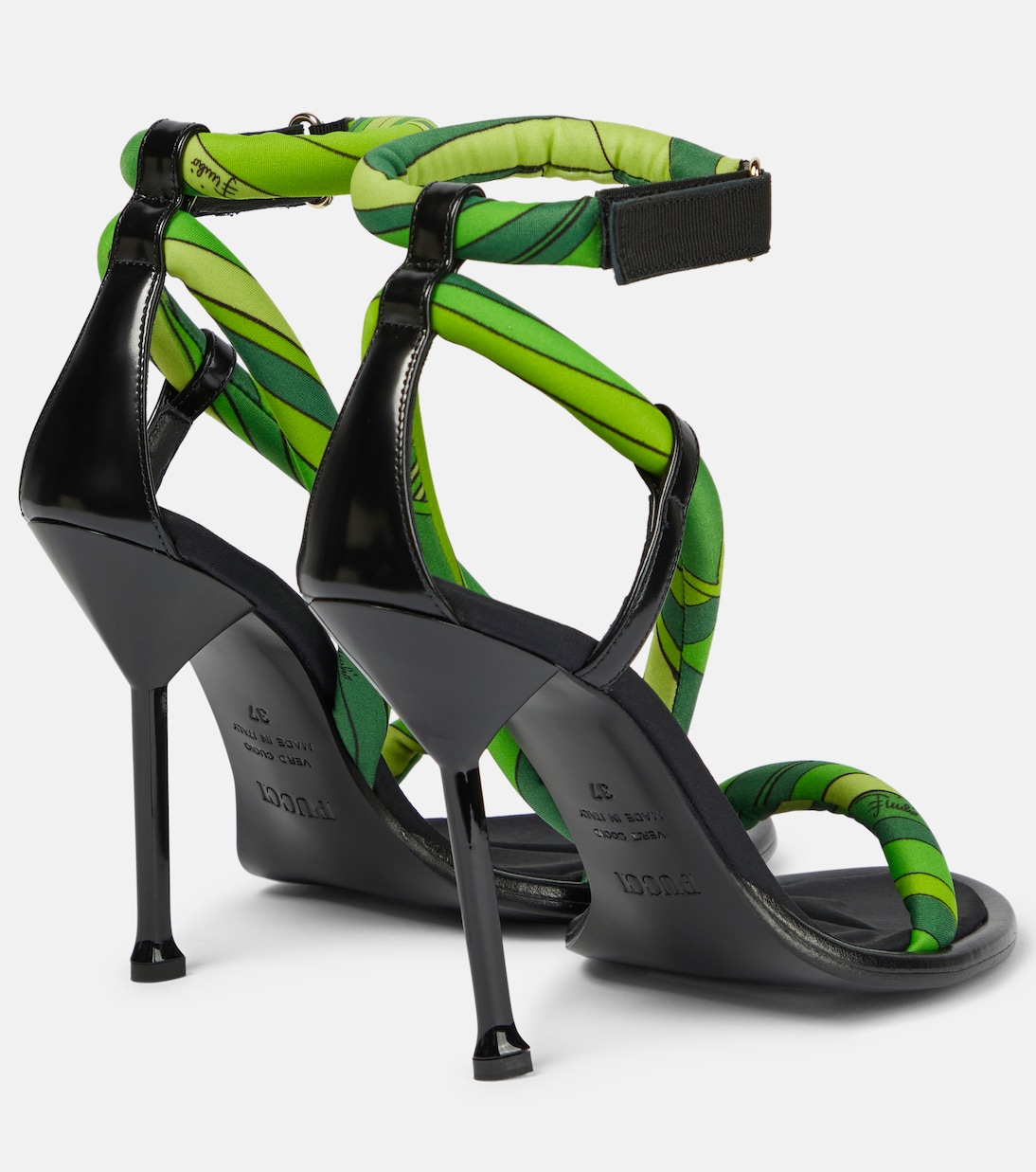 Iride leather-trimmed satin sandals | Pucci