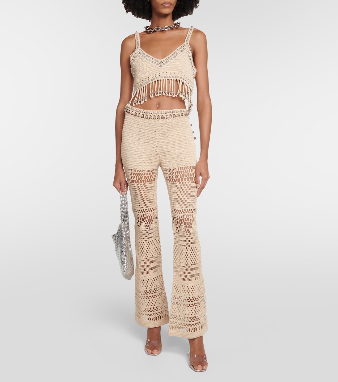 Pantaloni flared in crochet di cotone | Rabanne