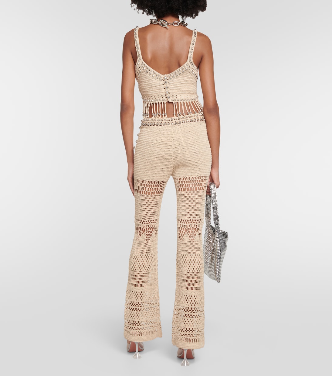 Pantaloni flared in crochet di cotone | Rabanne
