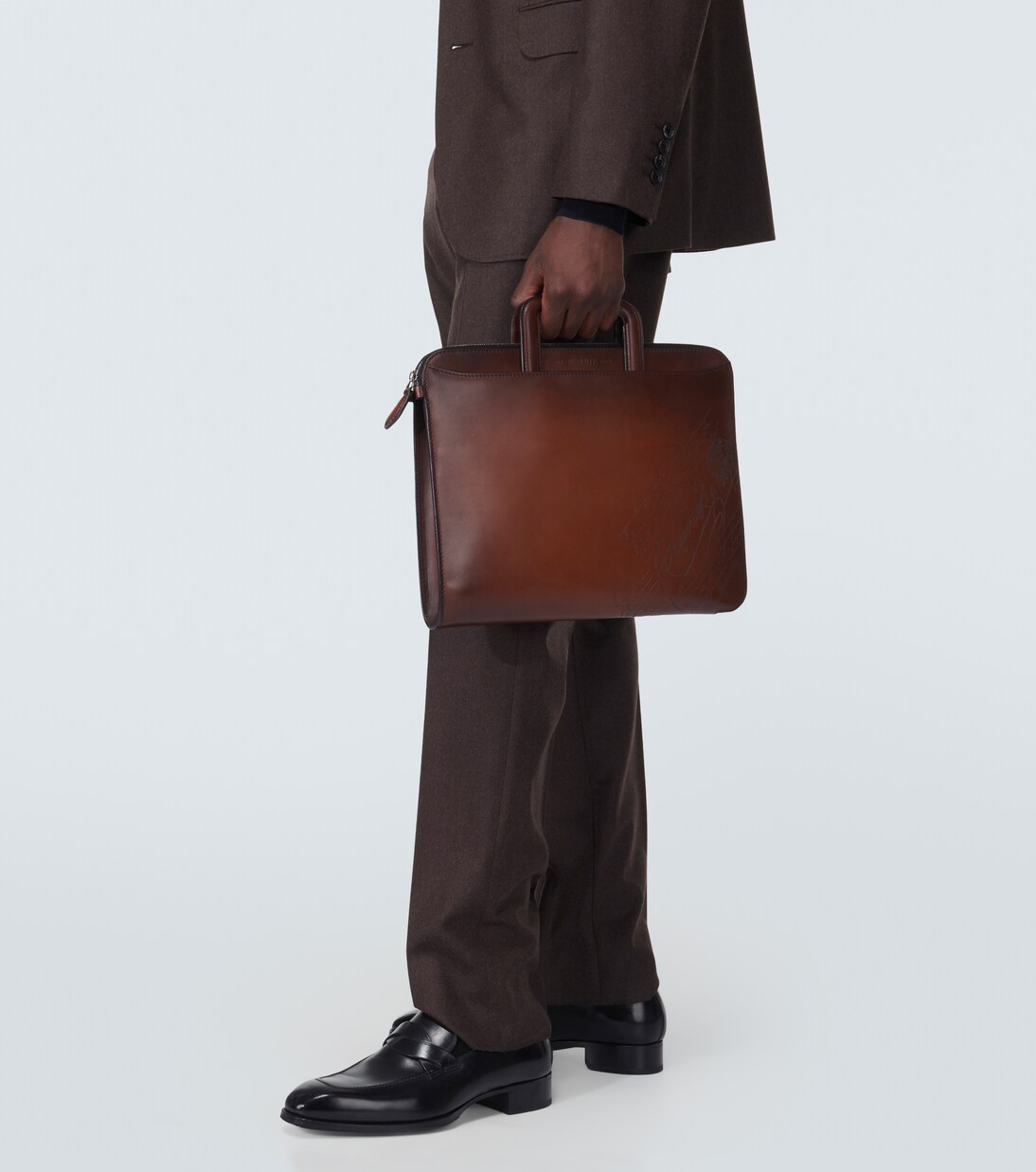 Lift II Scritto leather briefcase in brown - Berluti | Mytheresa