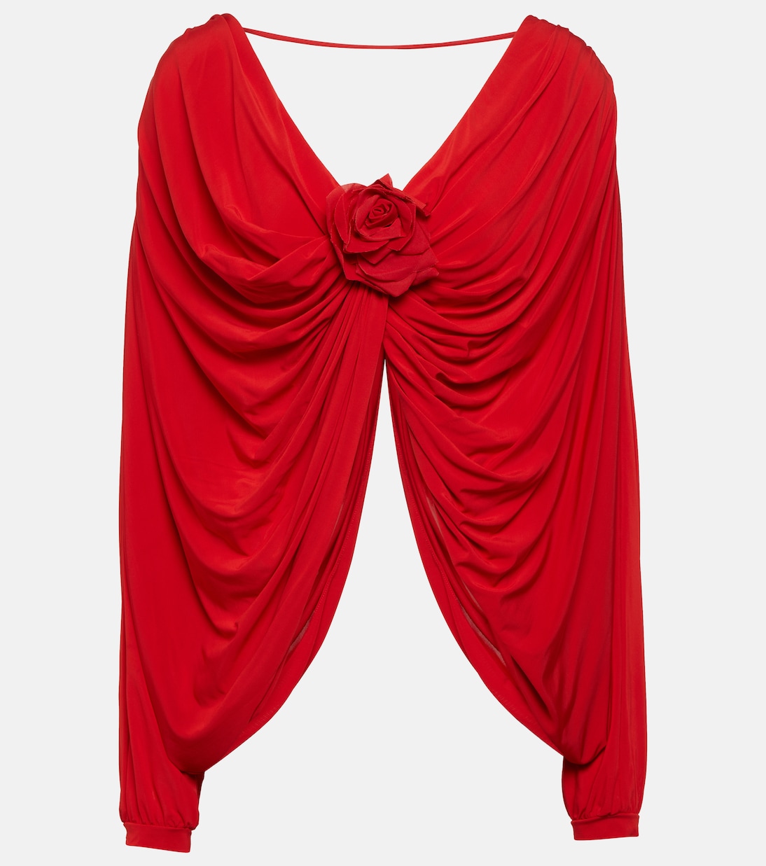 Floral-appliqué draped jersey top | Giuseppe di Morabito