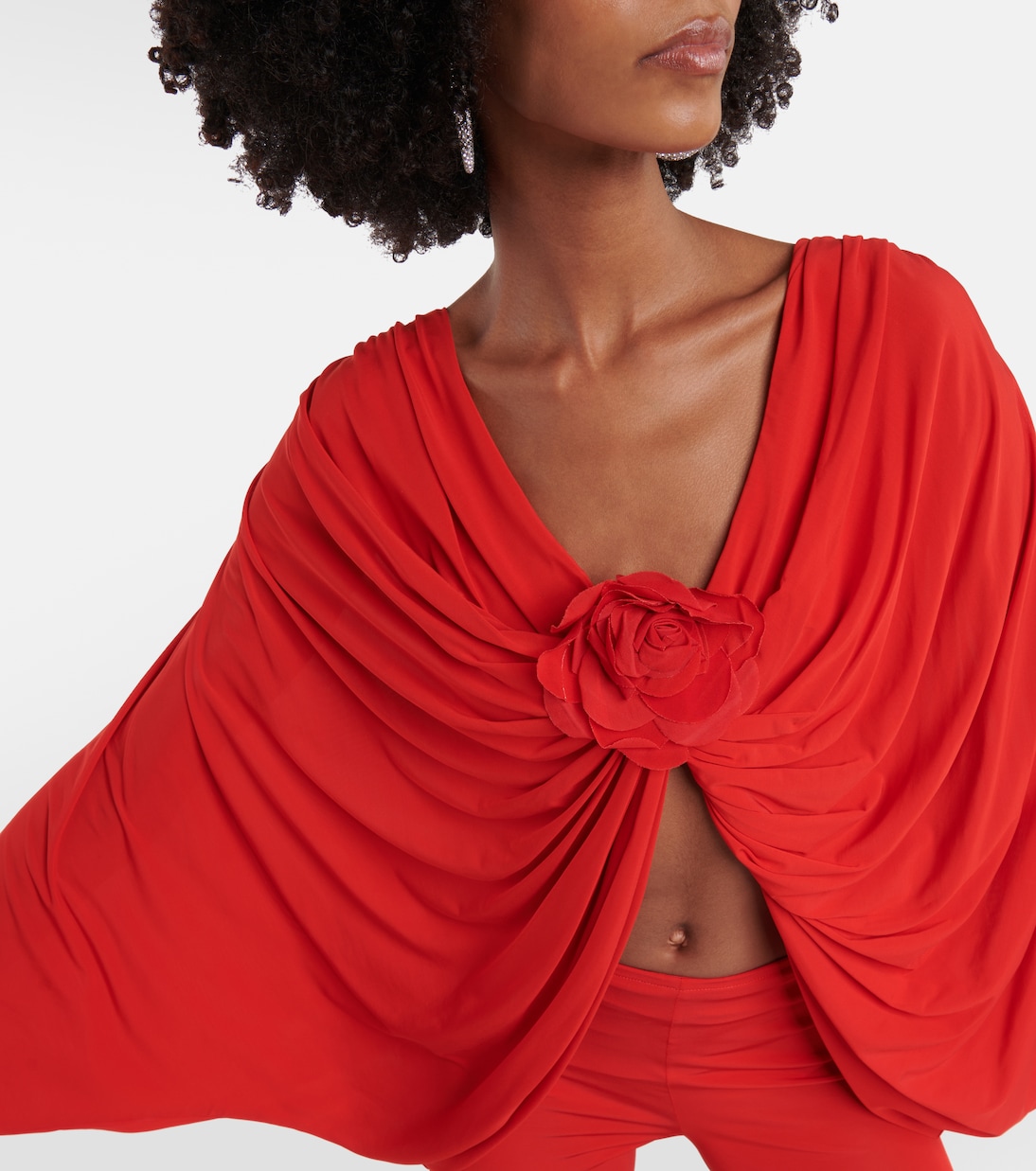 Floral-appliqué draped jersey top | Giuseppe di Morabito