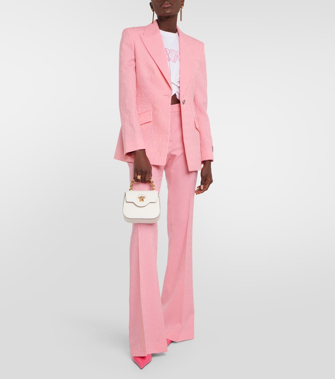 Versace Allover flared wool pants | Versace