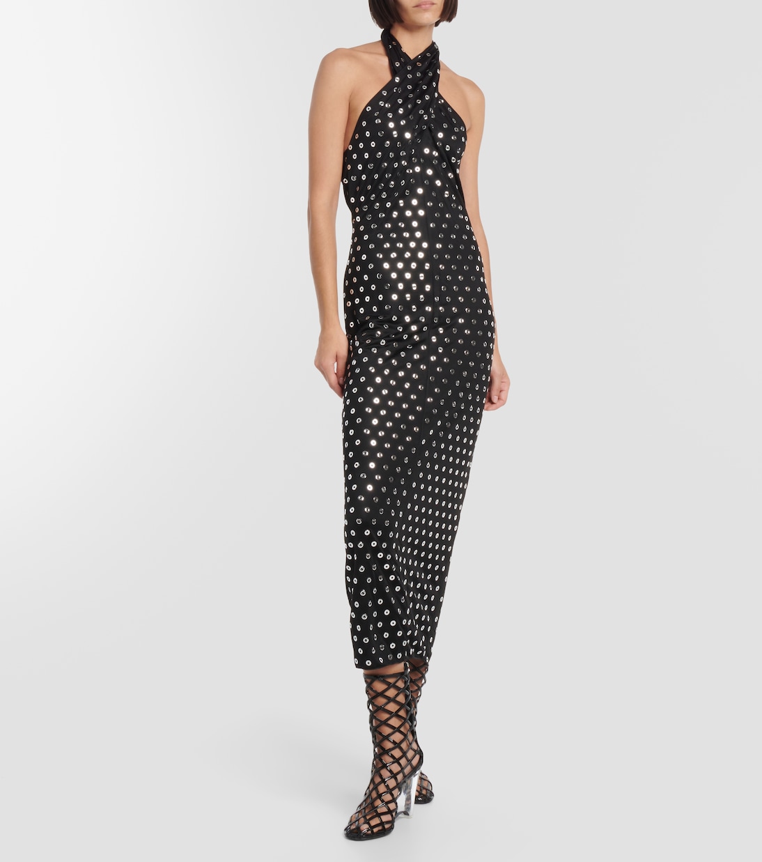 Abito midi con scollo all'americana e borchie | Alaïa
