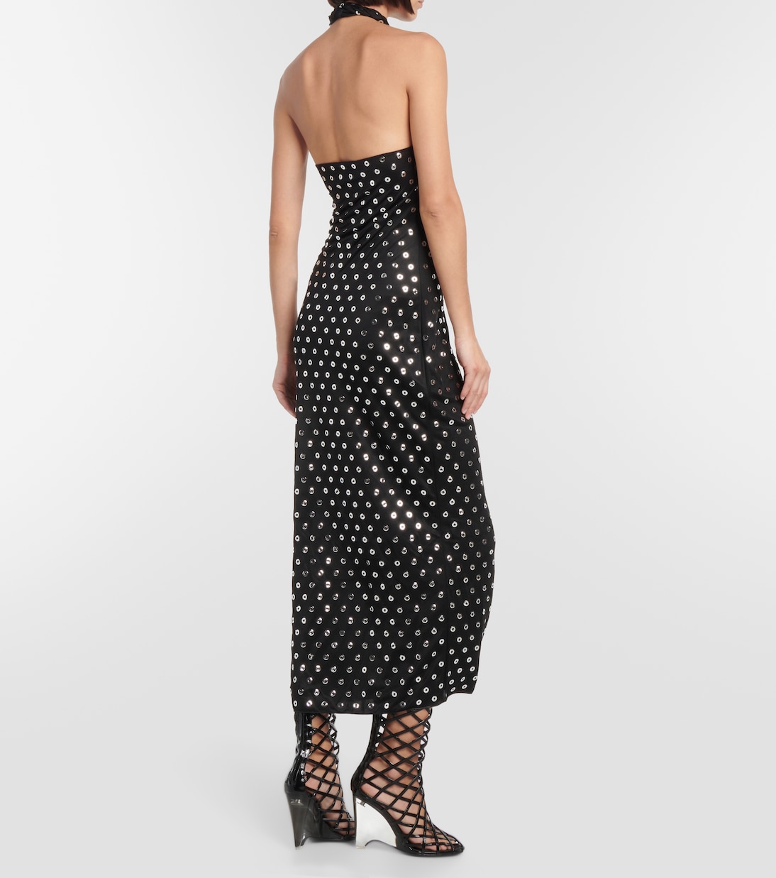 Abito midi con scollo all'americana e borchie | Alaïa