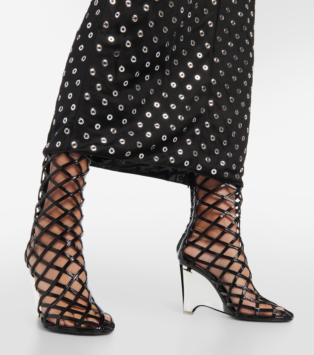 Abito midi con scollo all'americana e borchie | Alaïa