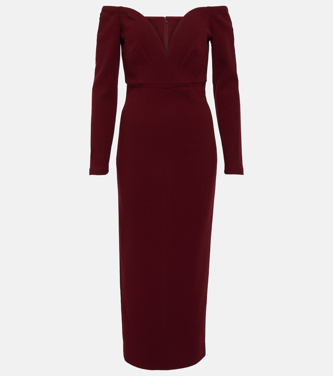 Robe midi en laine à encolure bardot | Roland Mouret