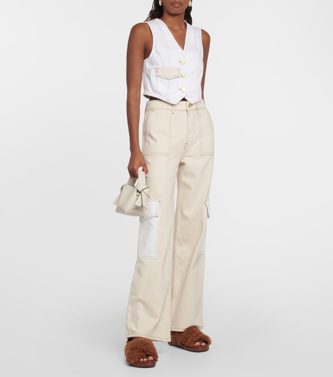 Cropped denim vest | Ganni