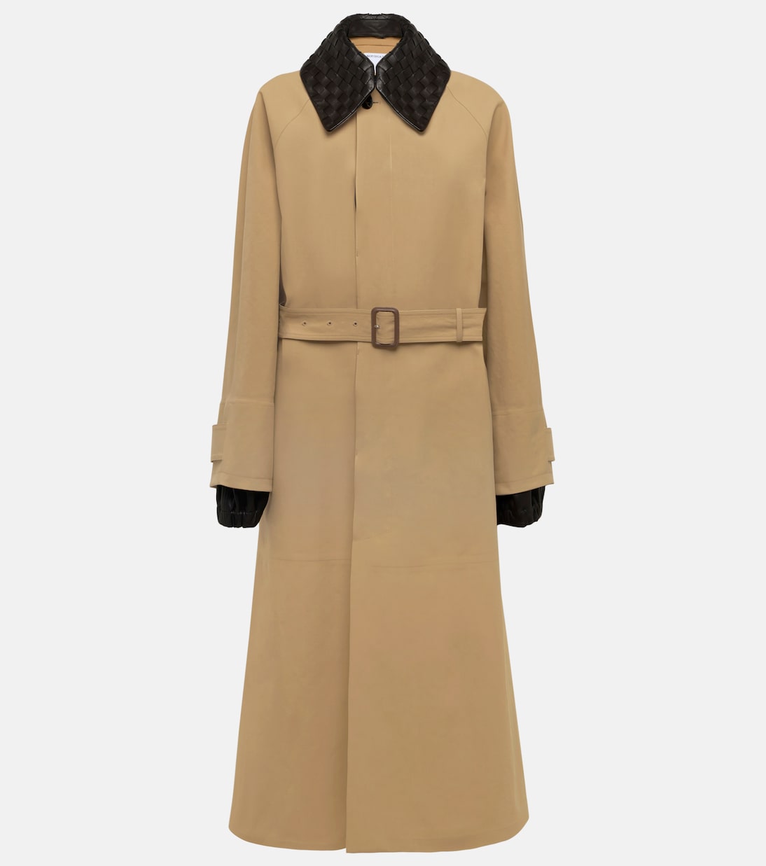 Trench in misto cotone con pelle | Bottega Veneta