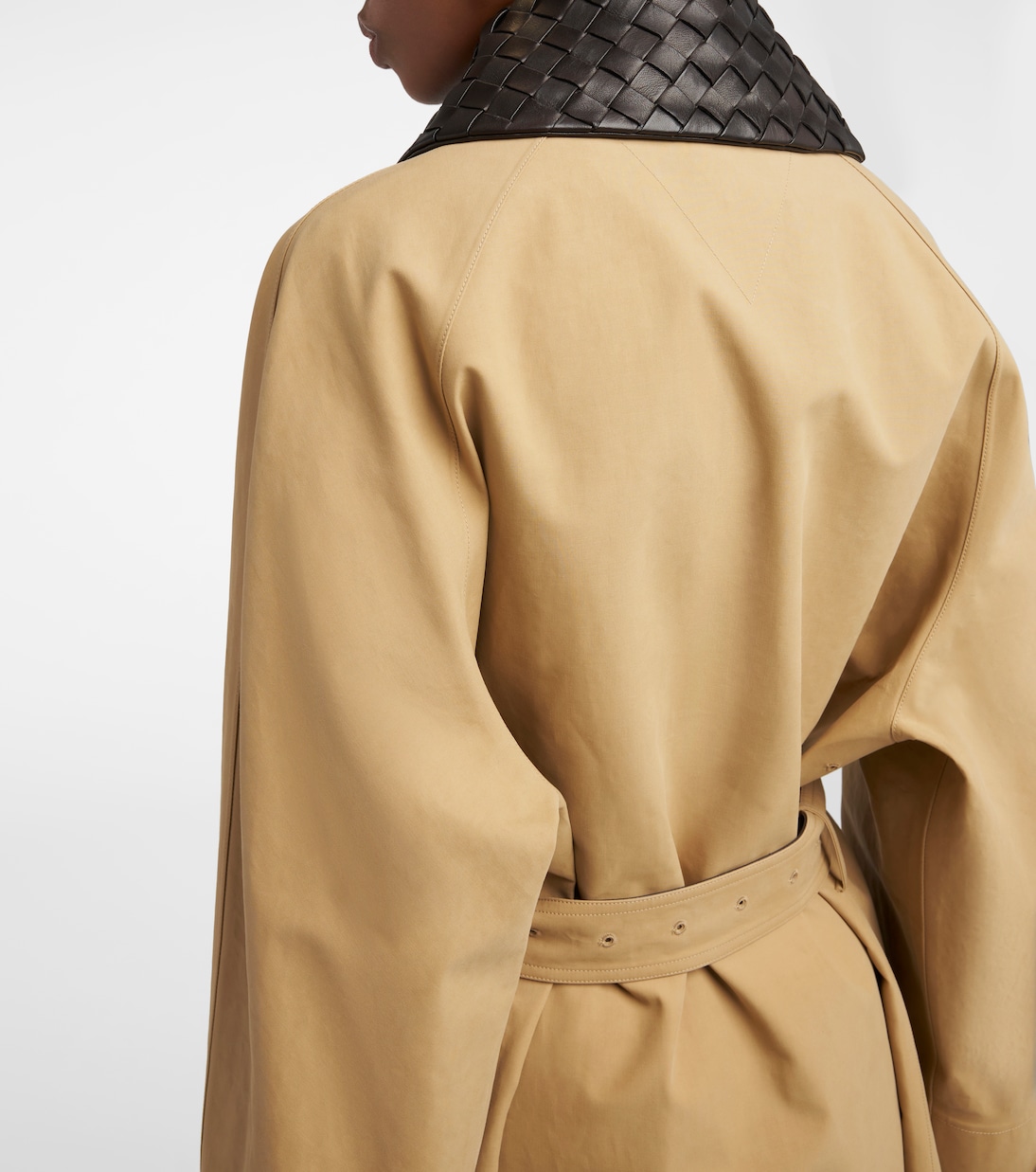 Trench in misto cotone con pelle | Bottega Veneta