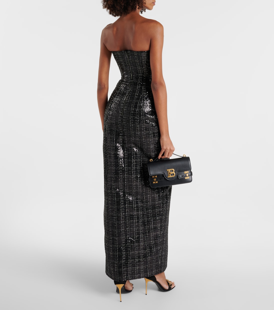 Robe longue en tweed à sequins | Balmain