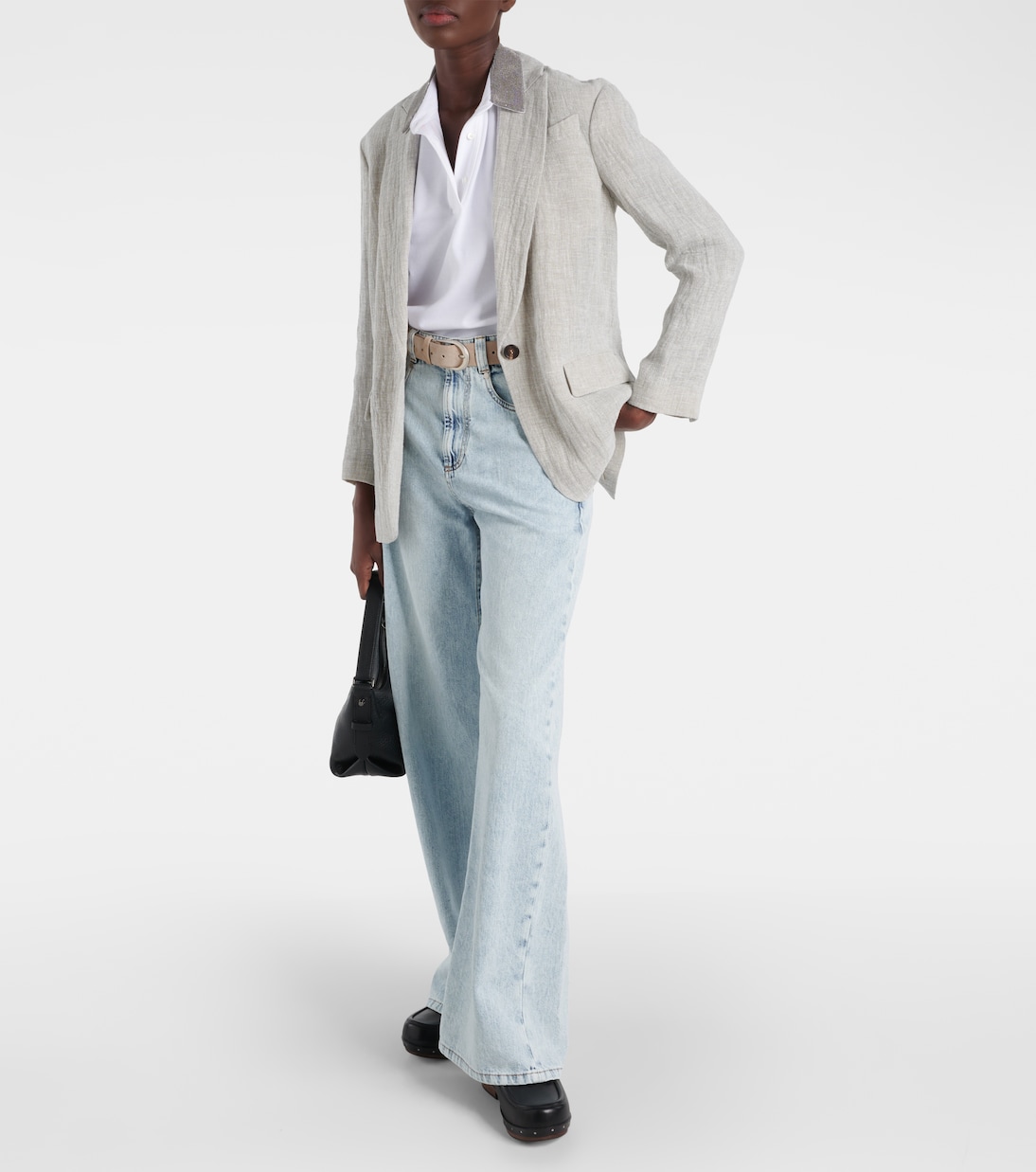 Blazer oversized de mezcla de lino | Brunello Cucinelli