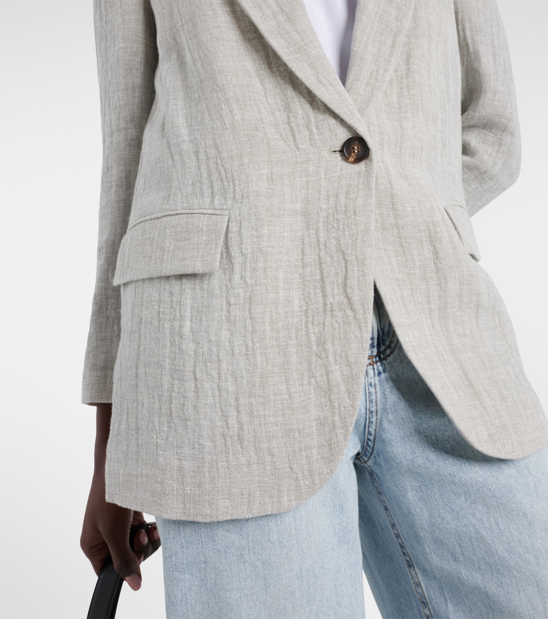 Blazer oversized de mezcla de lino | Brunello Cucinelli