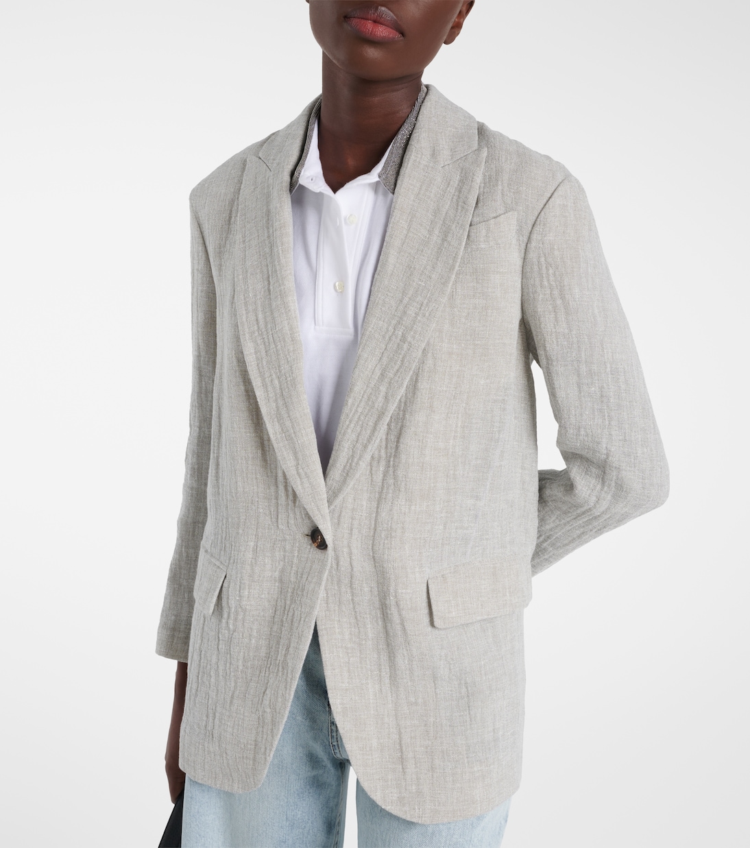 Blazer oversized de mezcla de lino | Brunello Cucinelli