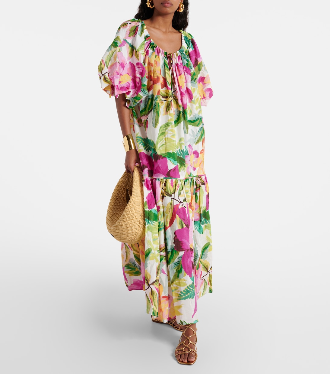 Maxikleid Painted Flowers aus einem Baumwollgemisch | Farm Rio